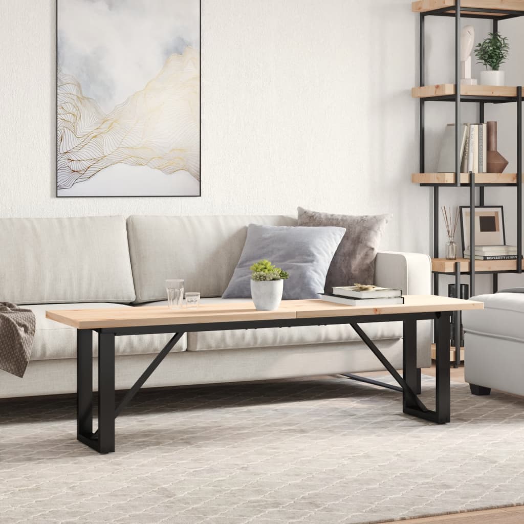 Stolić za kavu O-oblika 160x40x45,5 cm od borovine i čelik