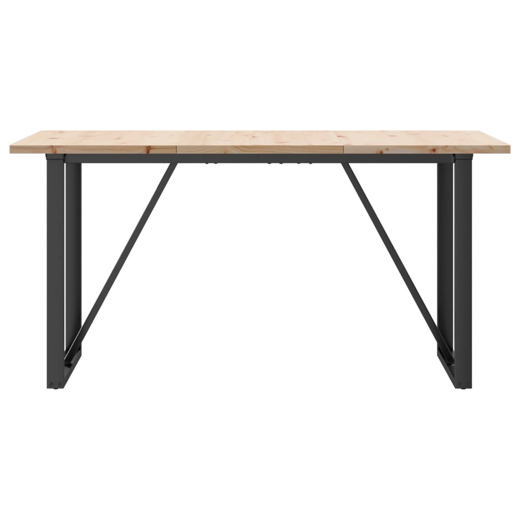Blagovaonski stol O-oblika 140x80x75,5 cm od borovine i čelik