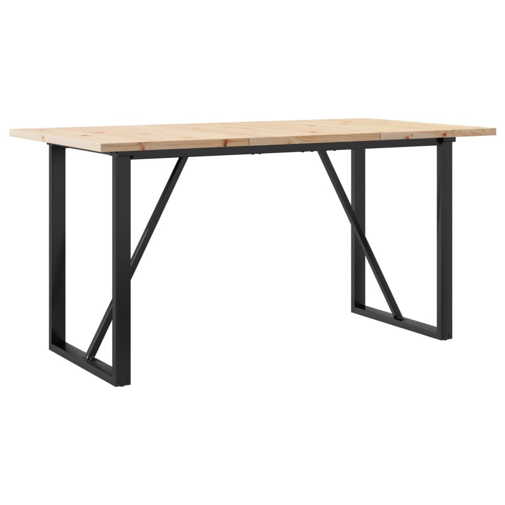 Blagovaonski stol O-oblika 140x80x75,5 cm od borovine i čelik