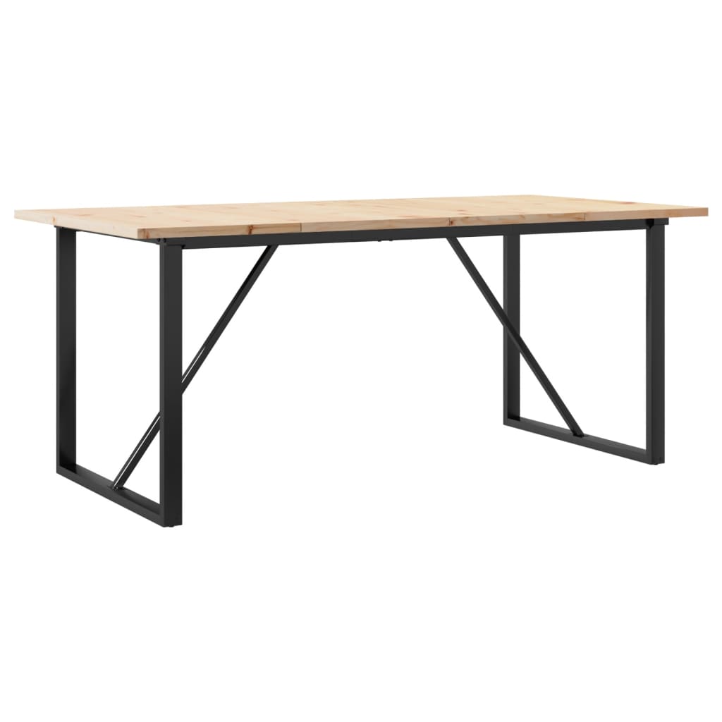 Blagovaonski stol O-oblika 180x90x75,5 cm od borovine i čelik