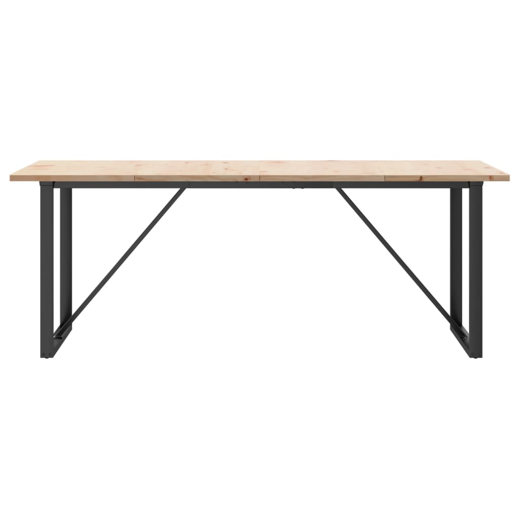 Blagovaonski stol O-oblika 200x100x75,5cm od borovine i čelik