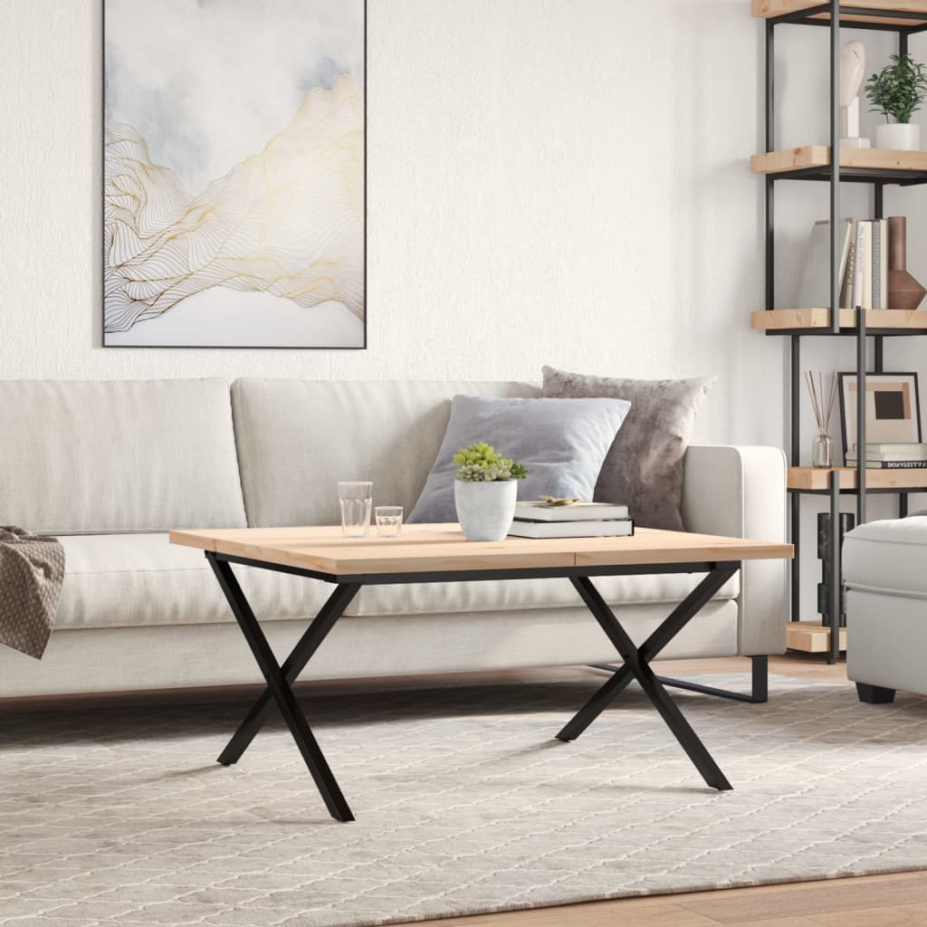 Stolić za kavu X-oblika 80x80x45,5 cm od borovine i čelik