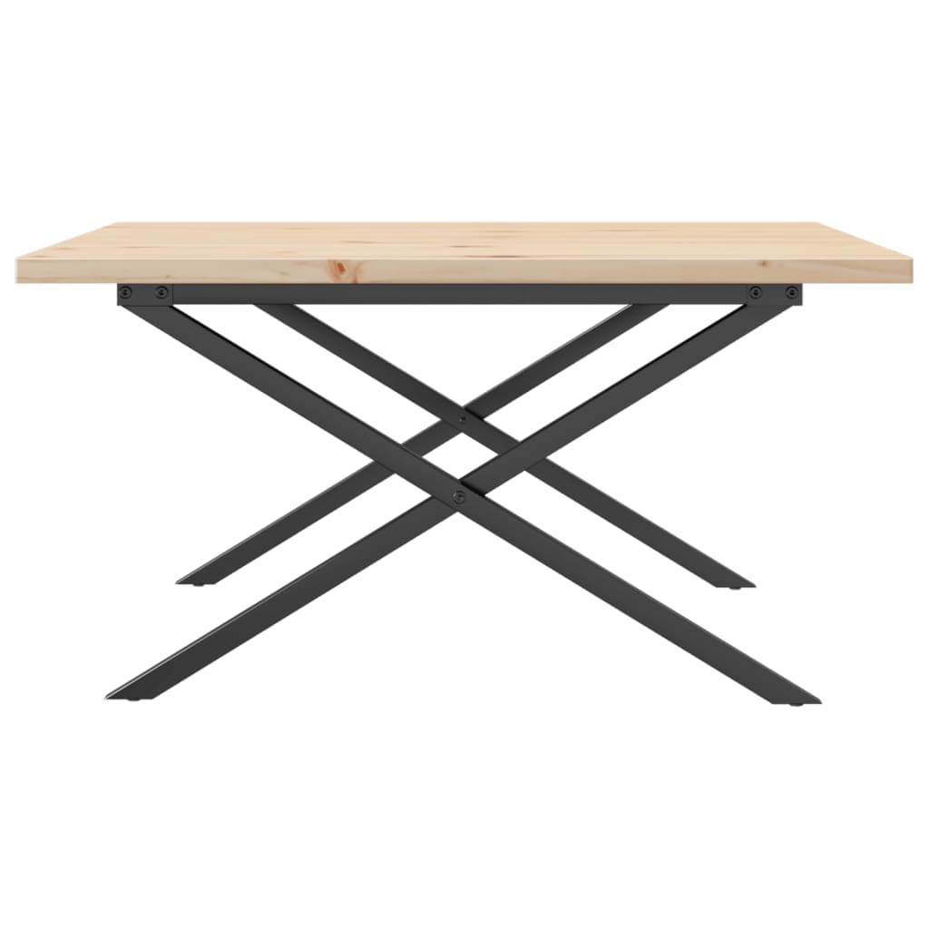 Stolić za kavu X-oblika 80x80x45,5 cm od borovine i čelik