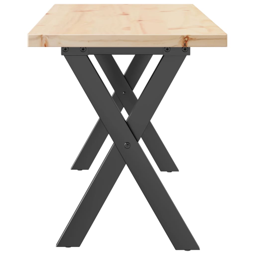 Stolić za kavu X-oblika 110x40x45,5 cm od borovine i čelik