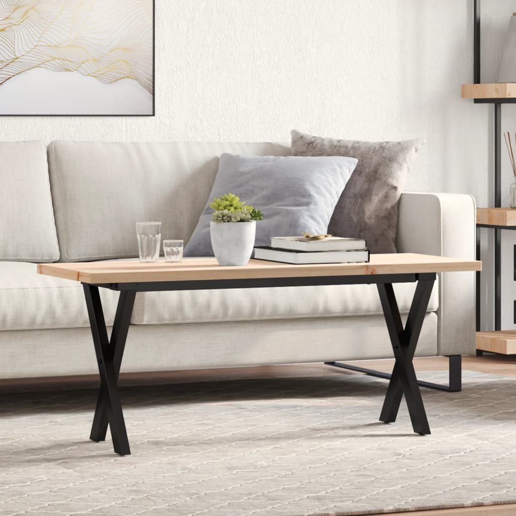 Stolić za kavu X-oblika 110x40x45,5 cm od borovine i čelik