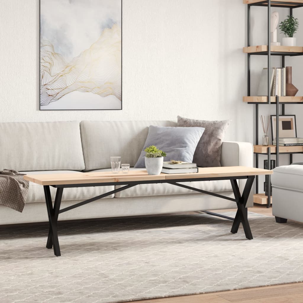 Stolić za kavu X-oblika 160x40x45,5 cm od borovine i čelik
