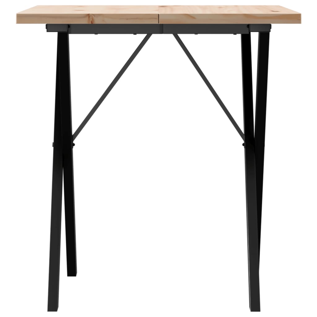 Blagovaonski stol X-oblika 70x70x75,5 cm od borovine i čelik