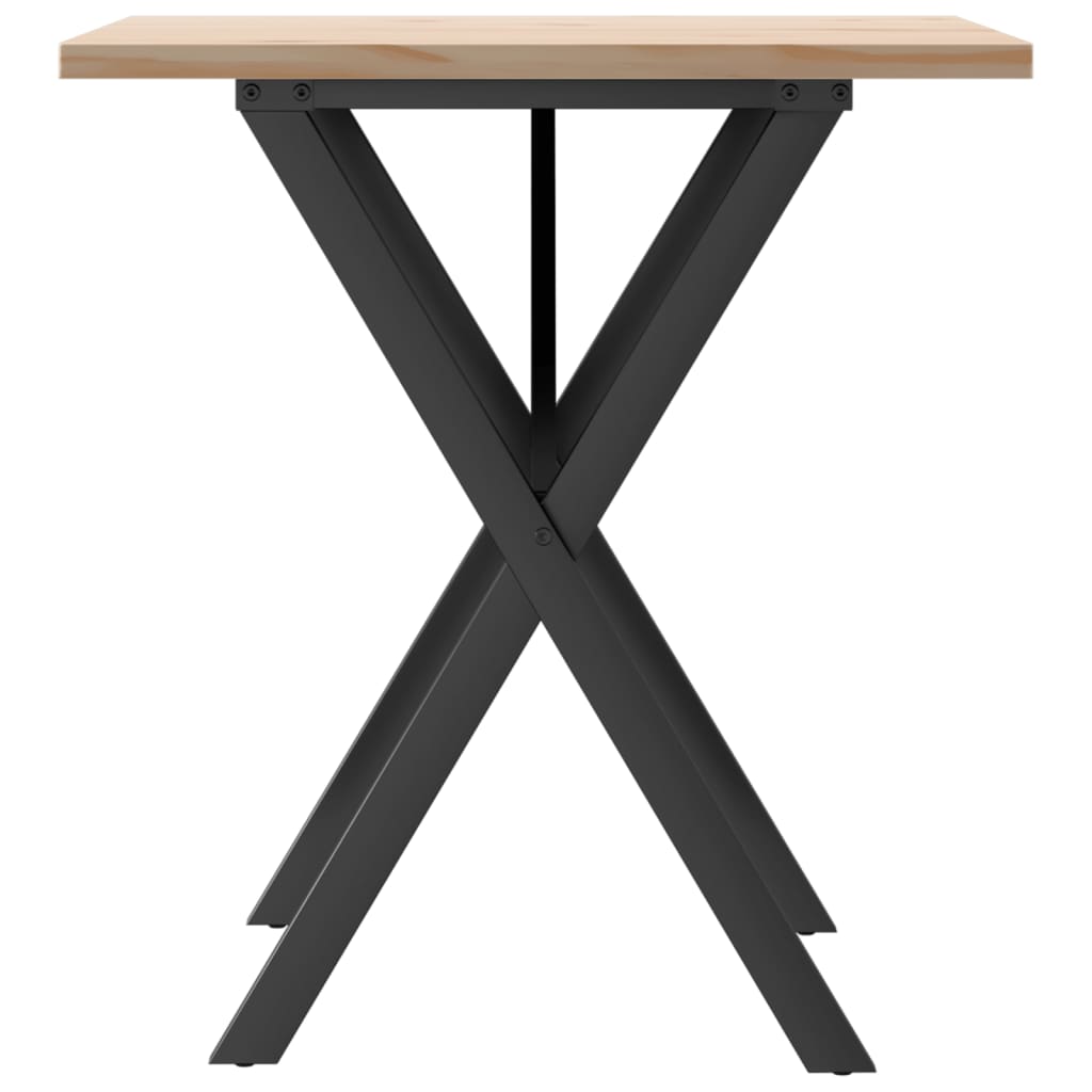 Blagovaonski stol X-oblika 70x70x75,5 cm od borovine i čelik