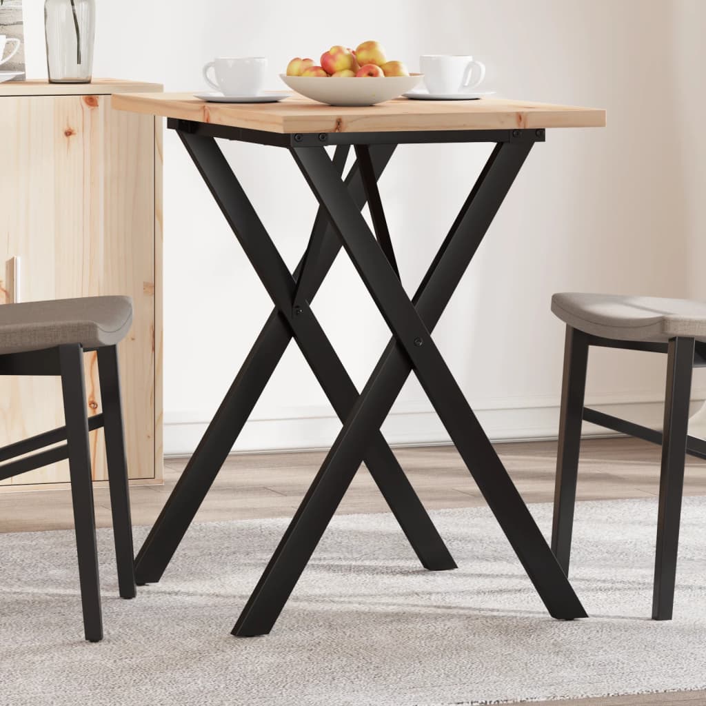 Blagovaonski stol X-oblika 80x50x75,5 cm od borovine i čelik