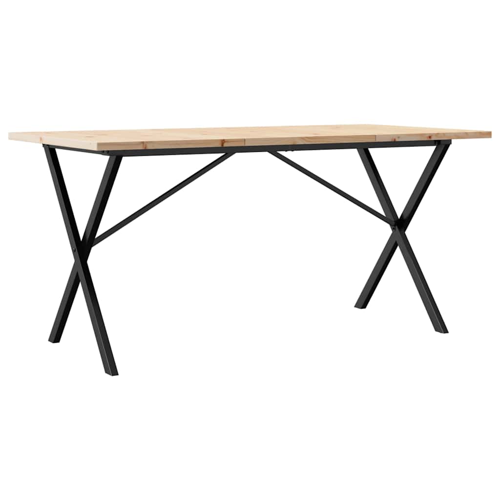 Blagovaonski stol X-oblika 140x80x75,5 cm od borovine i čelik