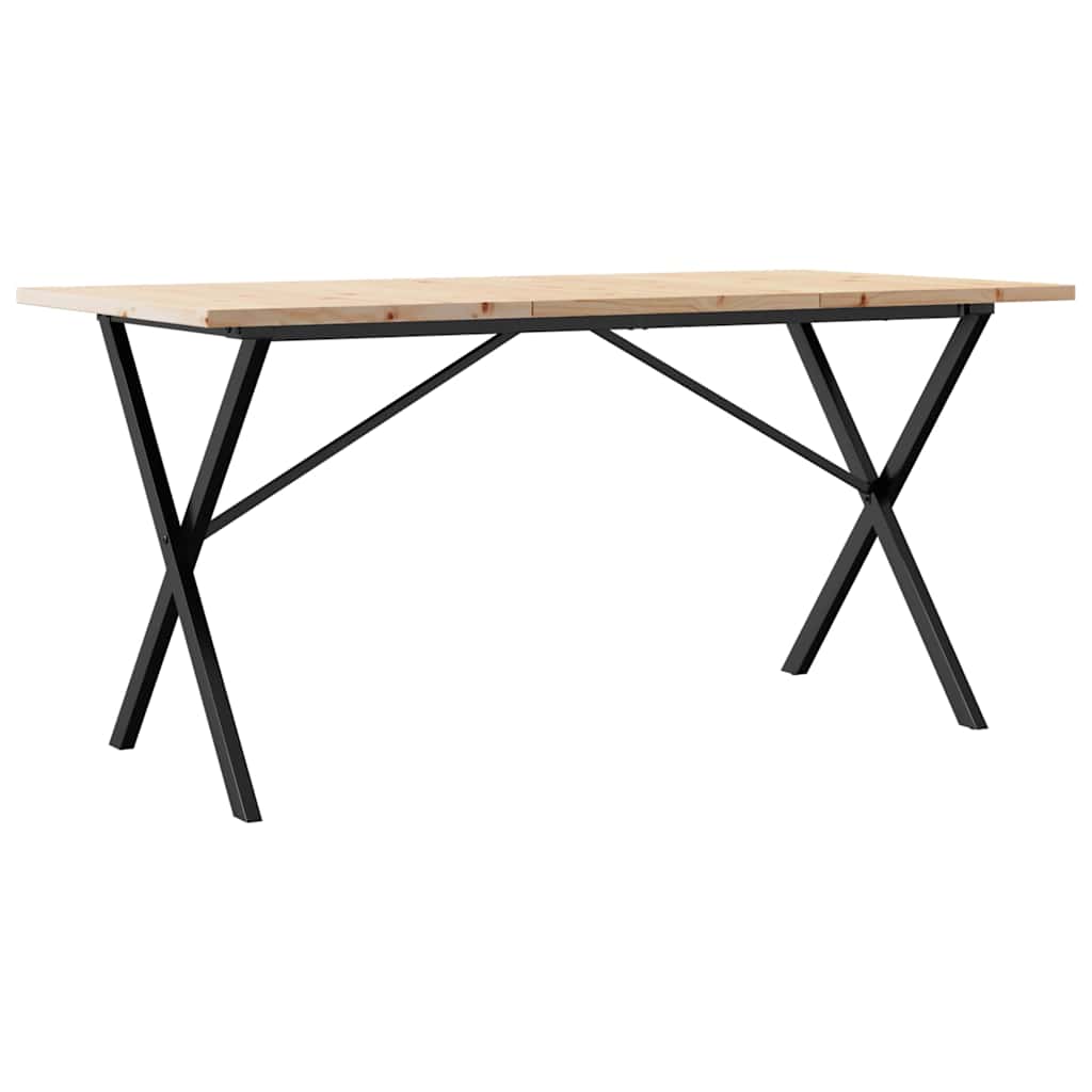 Blagovaonski stol X-oblika 140x80x75,5 cm od borovine i čelik