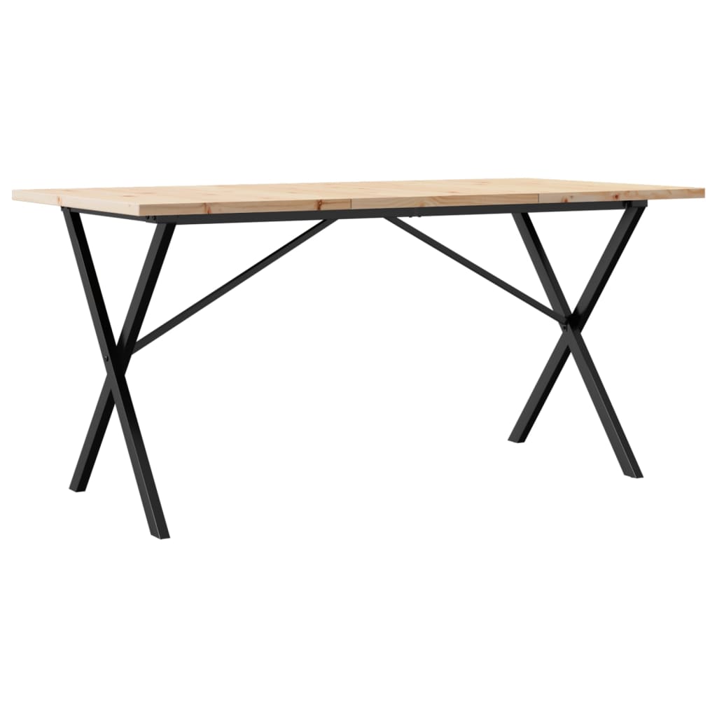 Blagovaonski stol X-oblika 160x80x75,5 cm od borovine i čelik