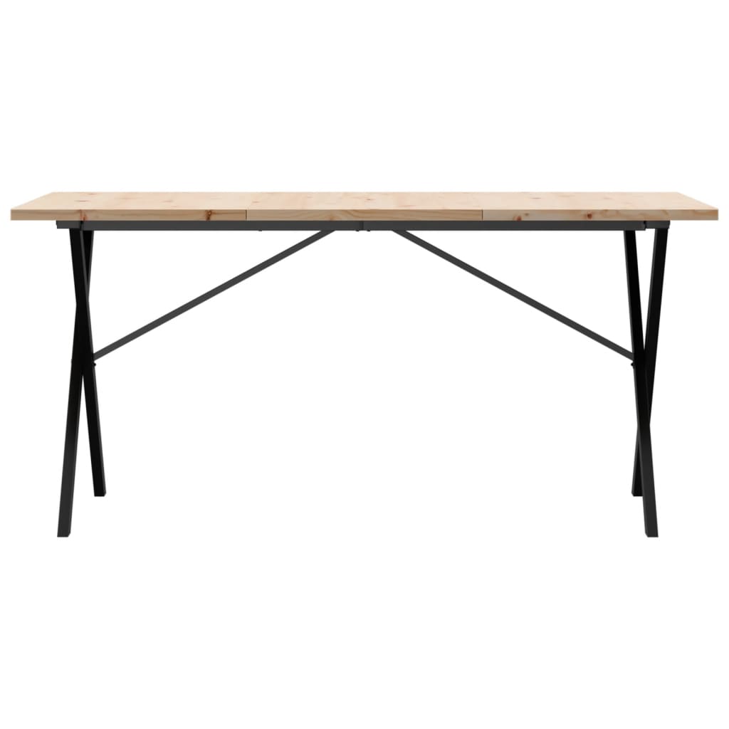 Blagovaonski stol X-oblika 160x80x75,5 cm od borovine i čelik