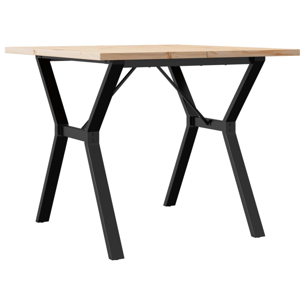 Blagovaonski stol Y-oblika 90x90x75,5 cm od borovine i čelik