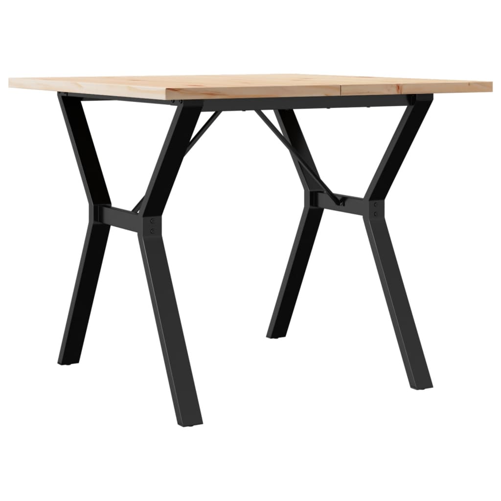 Blagovaonski stol Y-oblika 90x90x75,5 cm od borovine i čelik