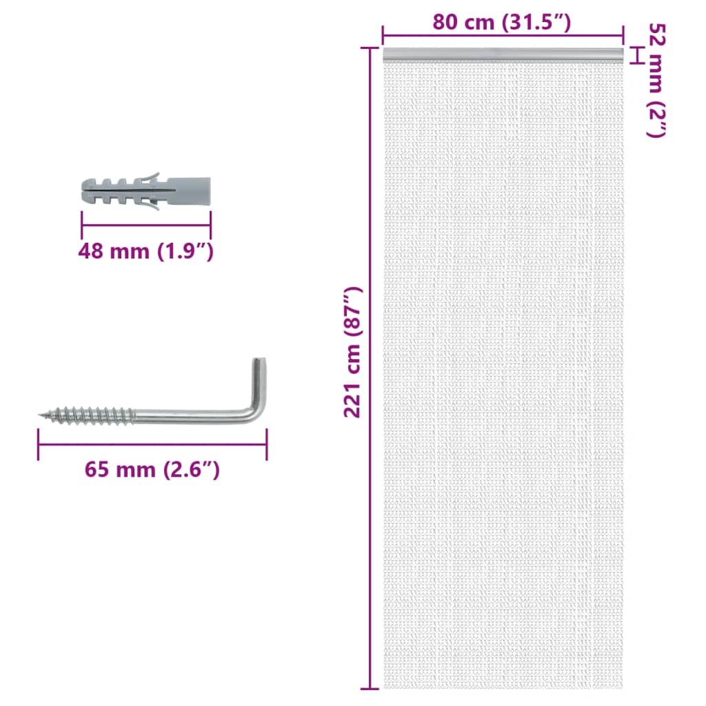 Lančani zastor za zaštitu od muha 80 x 221 cm aluminijski