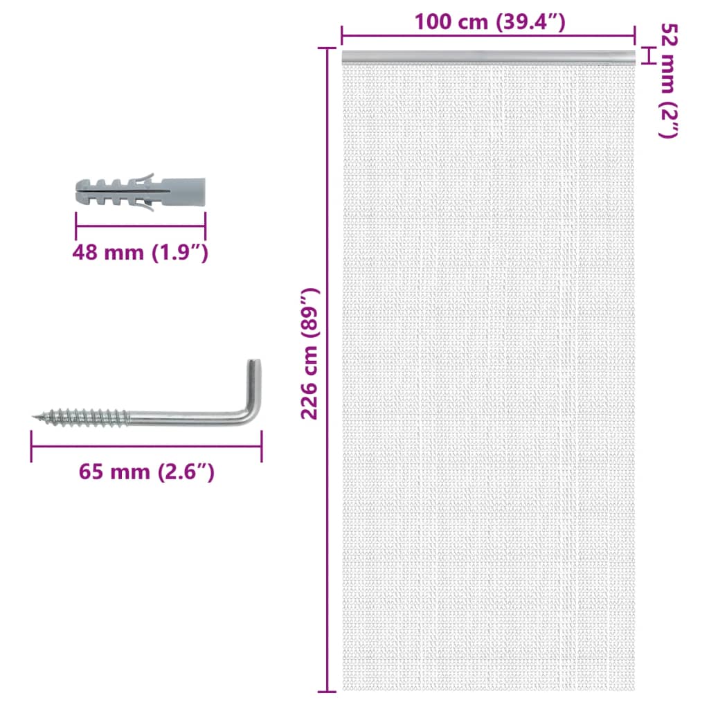 Lančani zastor za zaštitu od muha 100 x 226 cm aluminijski