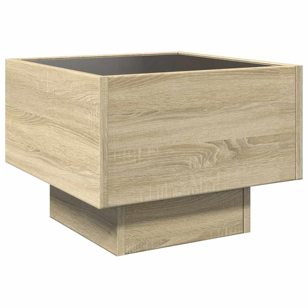 Bočni stolić LED boja hrasta 40 x 40 x 30 cm konstruirano drvo