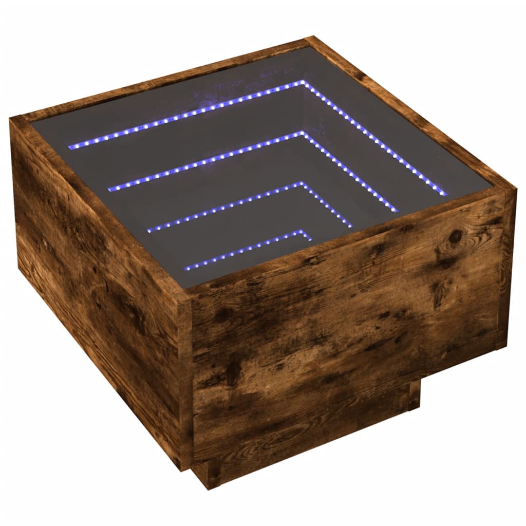 Bočni stolić LED boja hrasta 40 x 40 x 30 cm konstruirano drvo