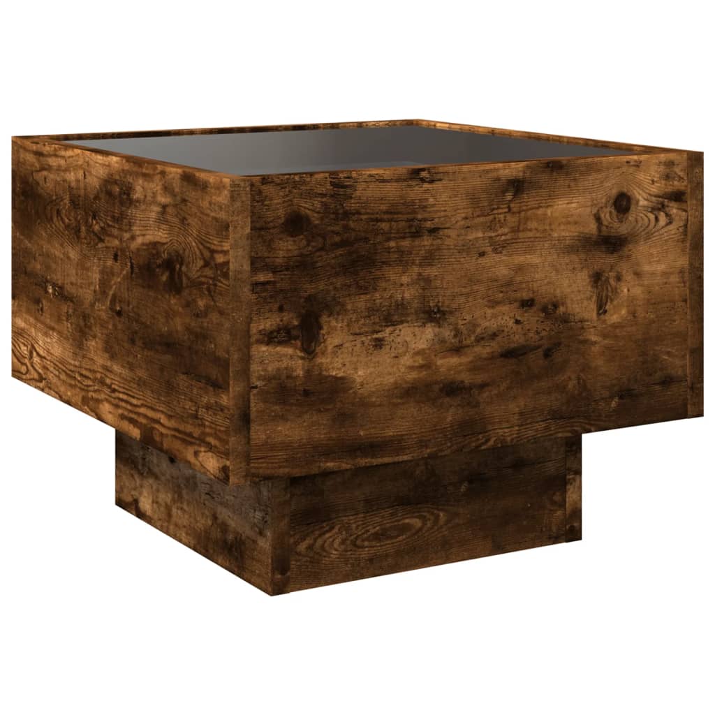 Bočni stolić LED boja hrasta 40 x 40 x 30 cm konstruirano drvo