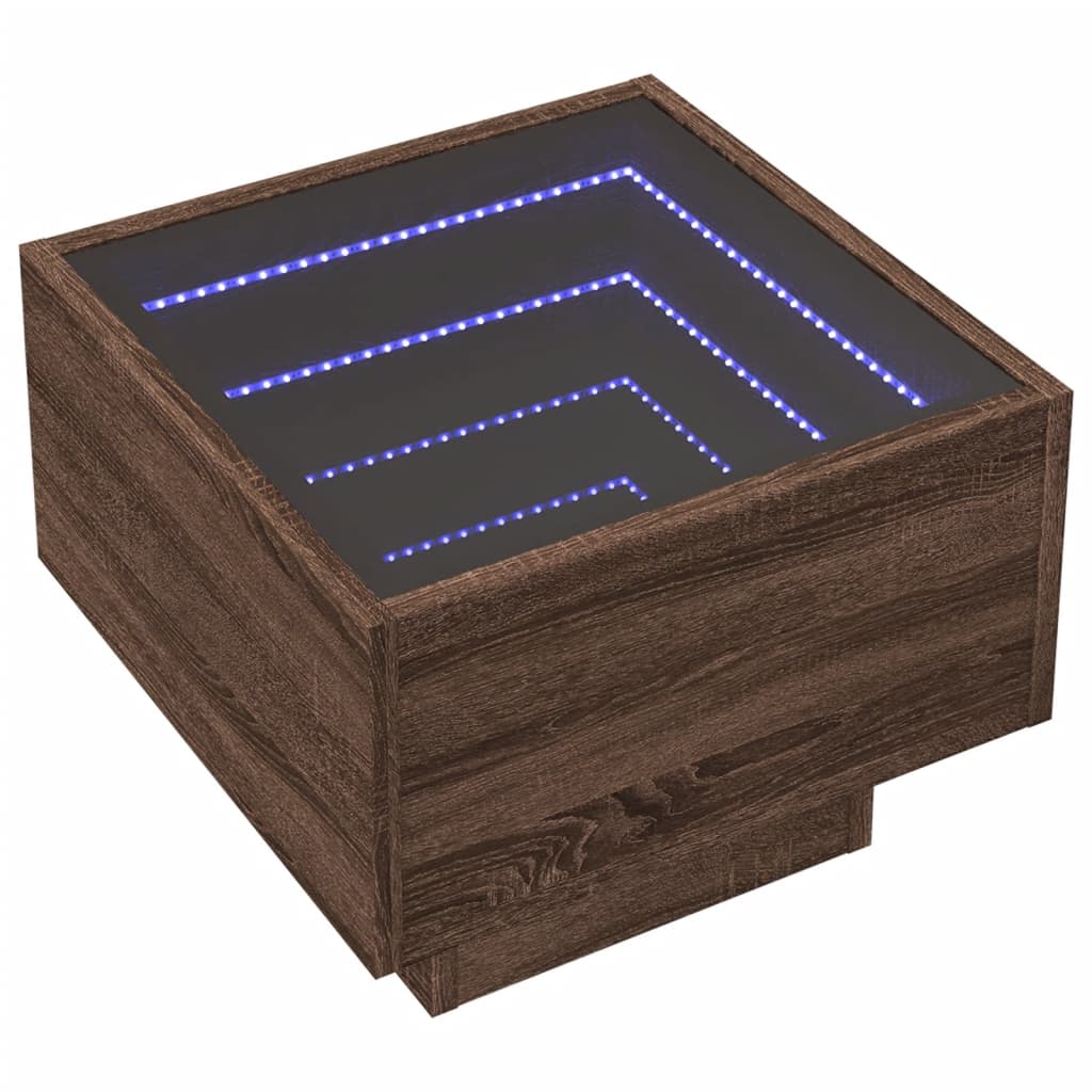 Bočni stolić LED boja hrasta 40 x 40 x 30 cm konstruirano drvo