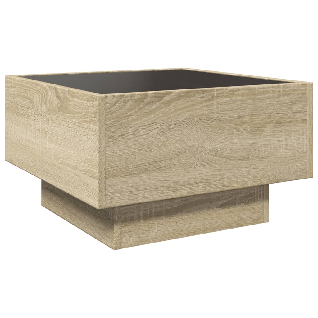 Stolić za kavu LED boja hrasta 50x50x30 cm konstruirano drvo