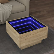 Stolić za kavu LED boja hrasta 50x50x30 cm konstruirano drvo