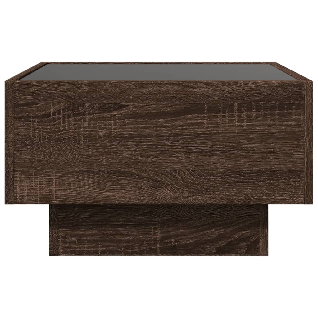 Stolić za kavu LED boja hrasta 50x50x30 cm konstruirano drvo