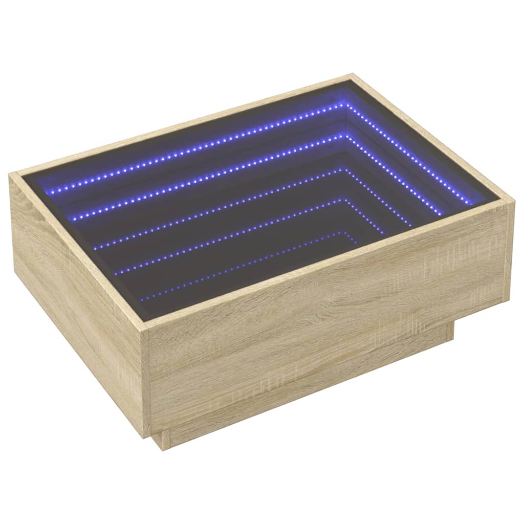 Stolić za kavu LED boja hrasta 70x50x30 cm konstruirano drvo