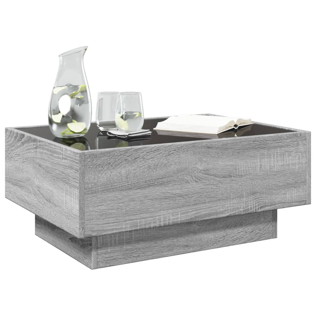 Stolić za kavu LED boja hrasta 70x50x30 cm konstruirano drvo