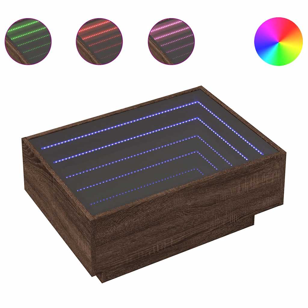 Stolić za kavu LED boja hrasta 70x50x30 cm konstruirano drvo