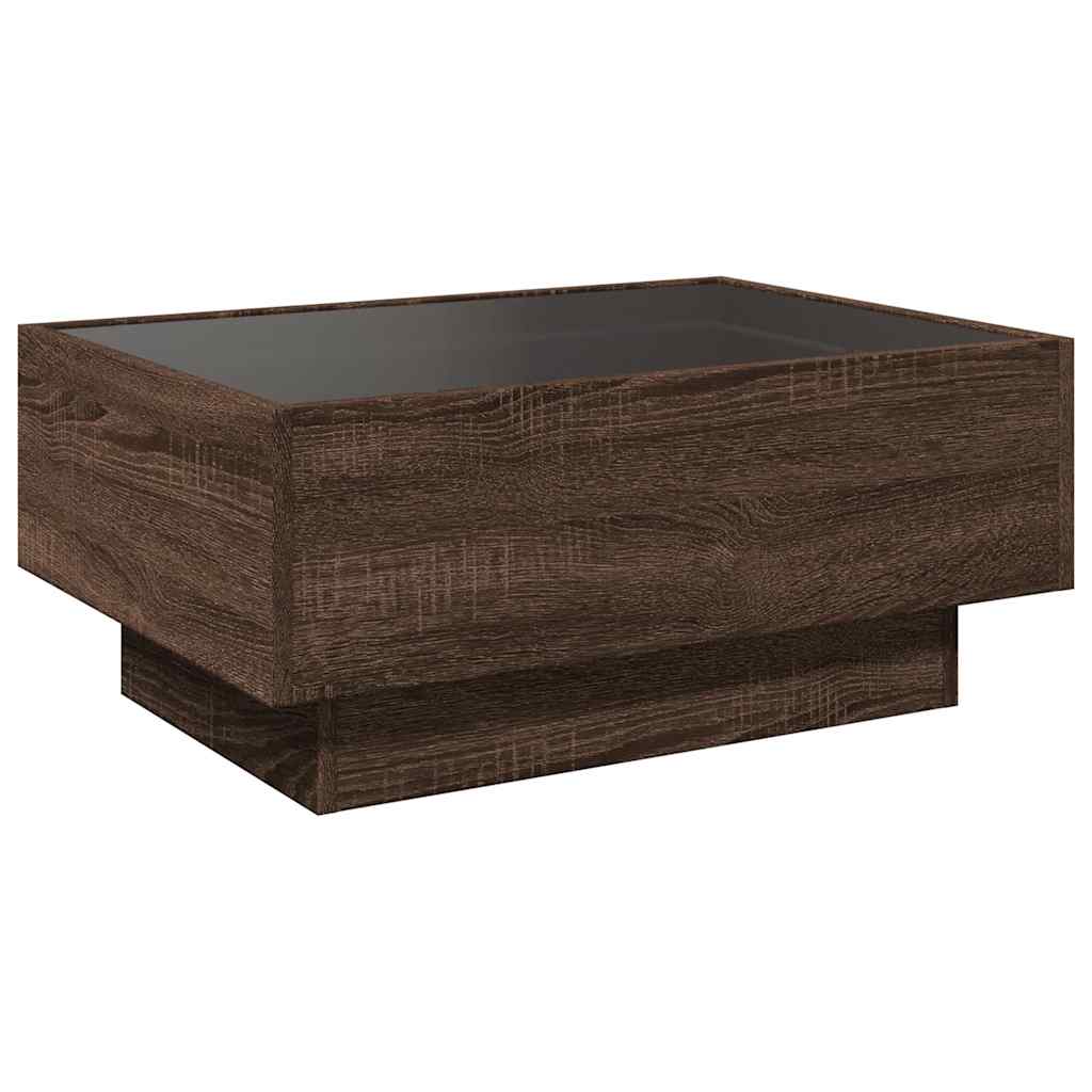 Stolić za kavu LED boja hrasta 70x50x30 cm konstruirano drvo