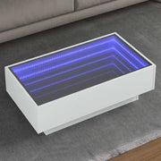 Stolić za kavu LED bijeli 90x50x30 cm od konstruiranog drva