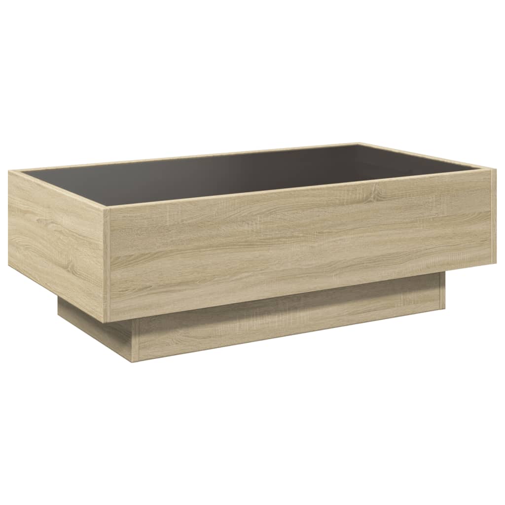 Stolić za kavu LED boja hrasta 90x50x30 cm konstruirano drvo