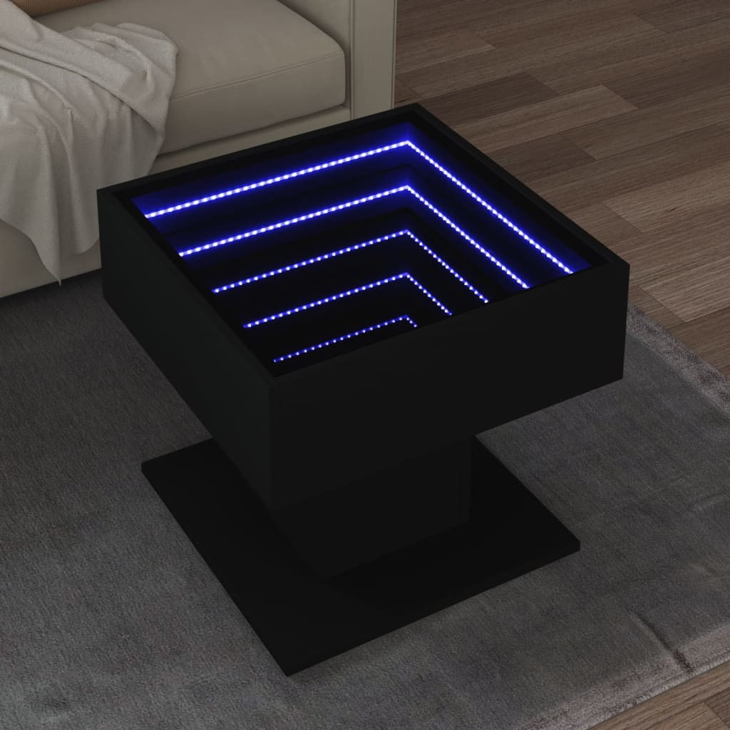 Stolić za kavu LED boja hrasta 70x50x45 cm konstruirano drvo