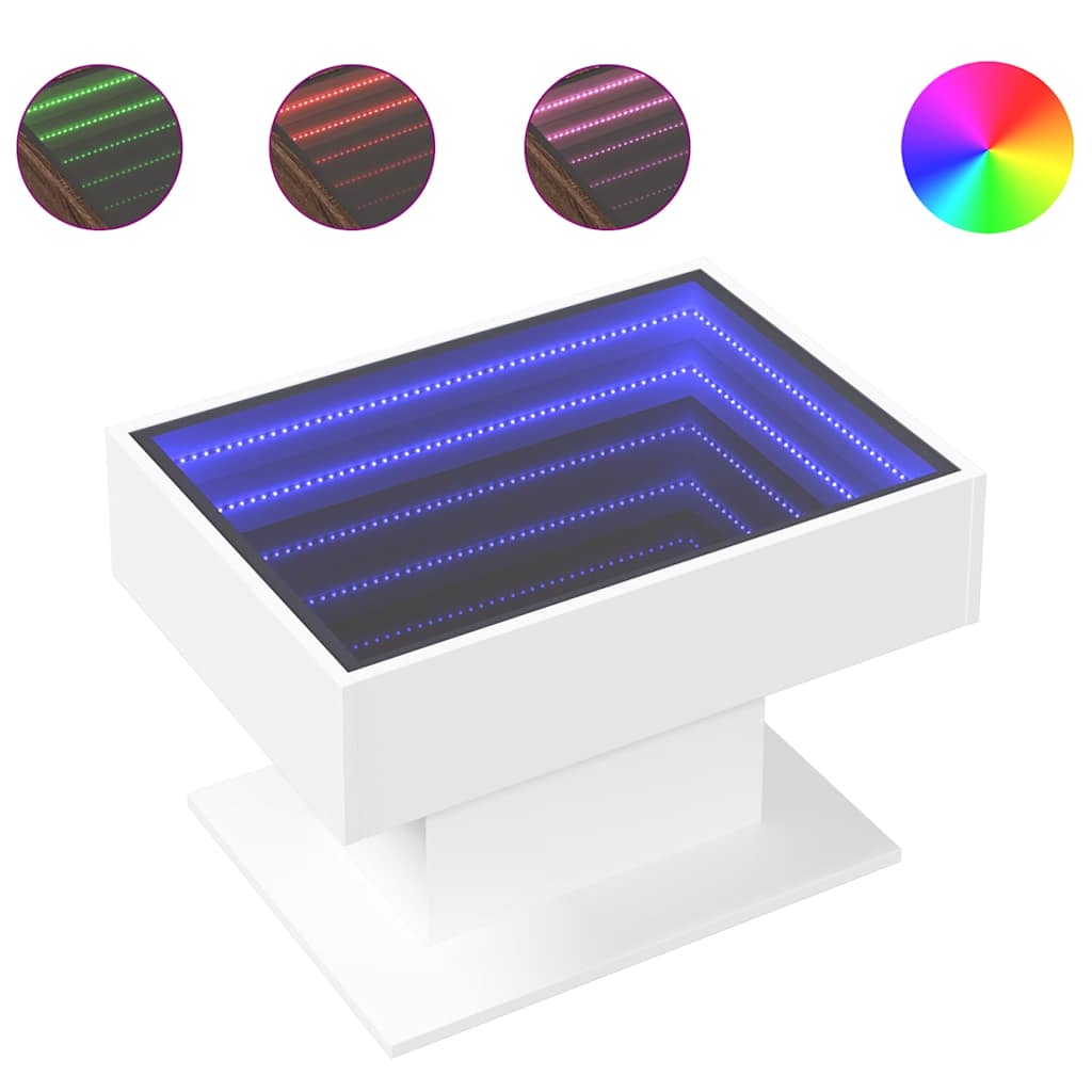 Stolić za kavu s LED bijeli 70x50x45 cm od konstruiranog drva