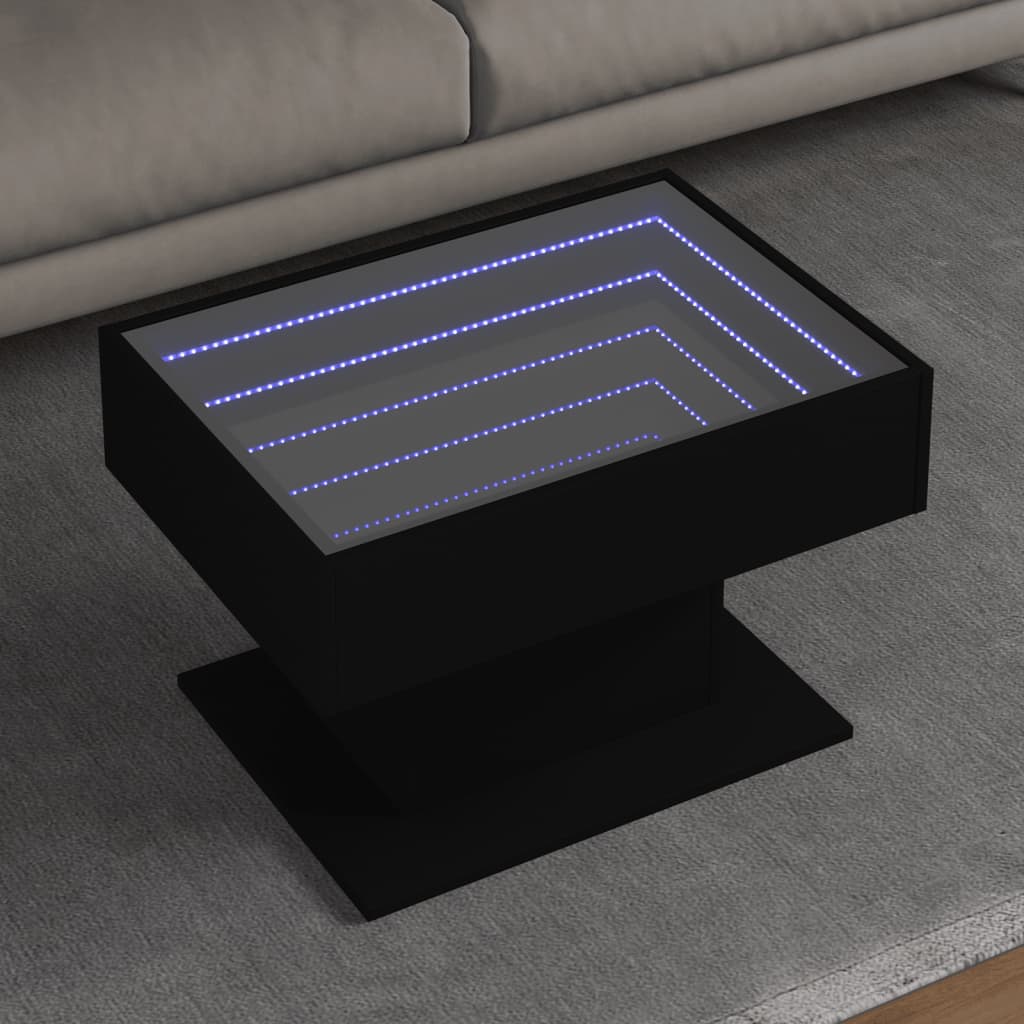 Stolić za kavu LED boja hrasta 70x50x45 cm konstruirano drvo