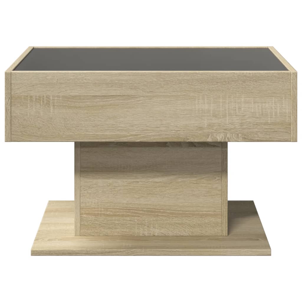 Stolić za kavu LED boja hrasta 70x50x45 cm konstruirano drvo