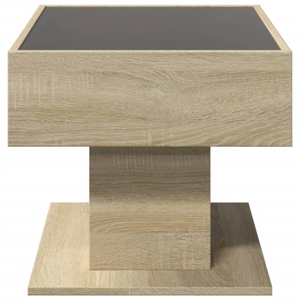 Stolić za kavu LED boja hrasta 70x50x45 cm konstruirano drvo