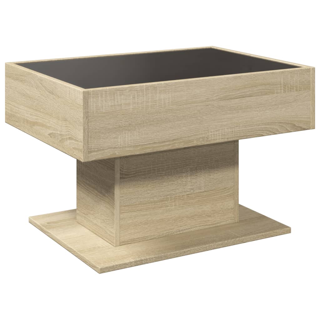 Stolić za kavu LED boja hrasta 70x50x45 cm konstruirano drvo