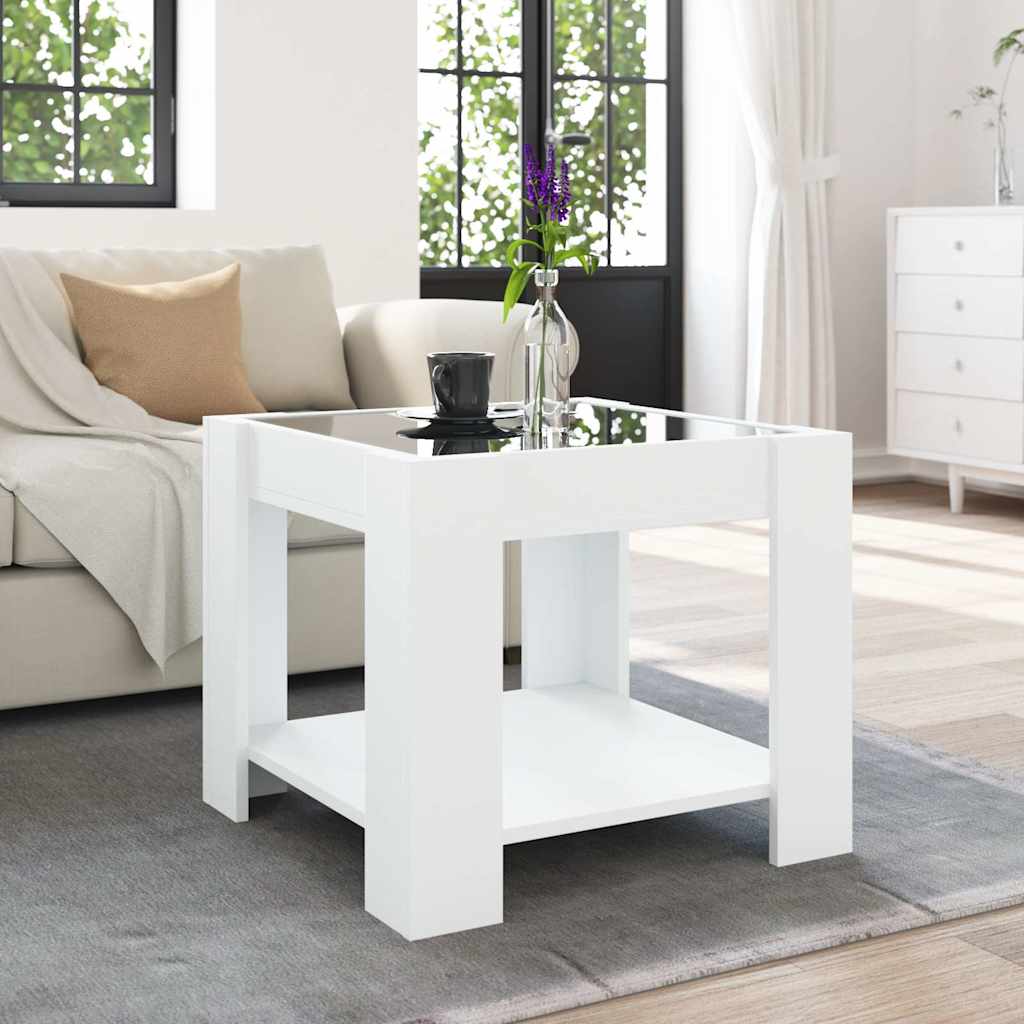 Stolić za kavu LED bijeli 53x53x45 cm od konstruiranog drva