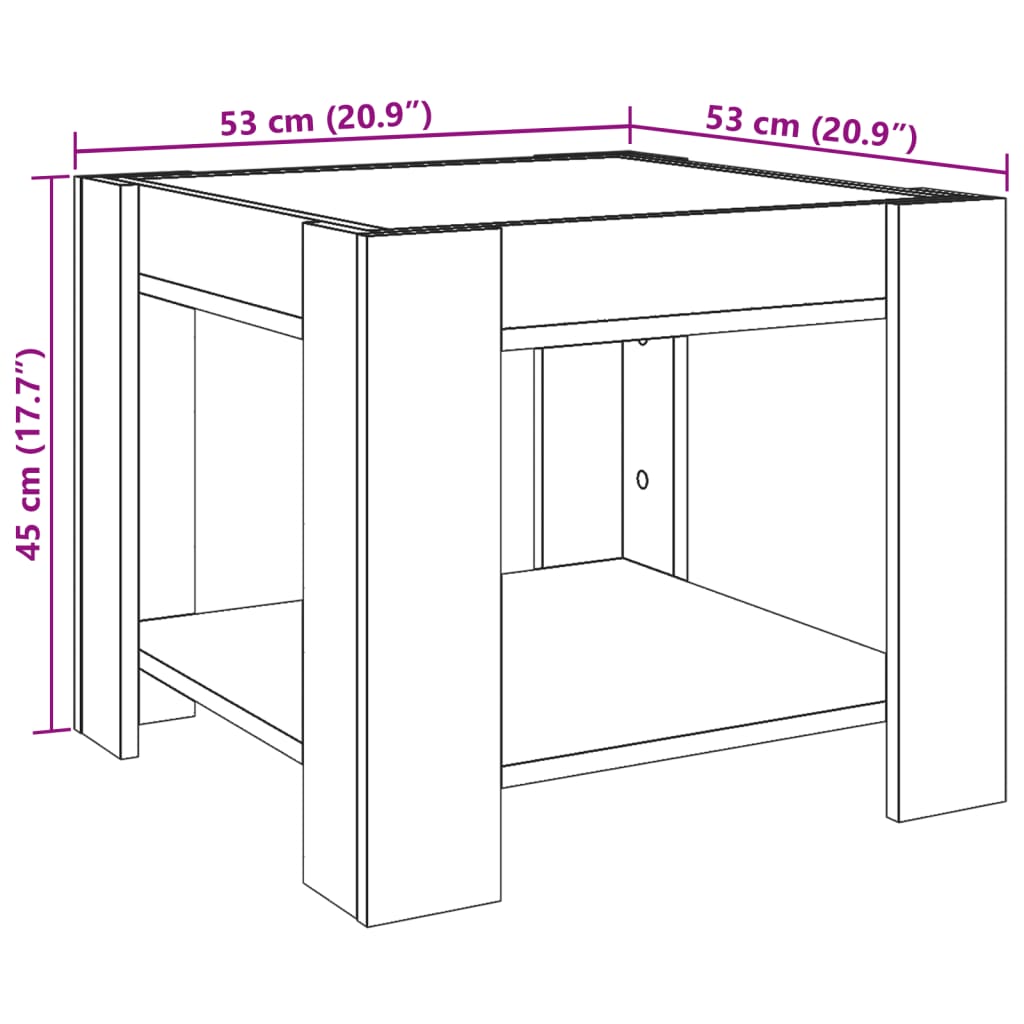 Stolić za kavu LED siva boja betona 53x53x45 cm drveni