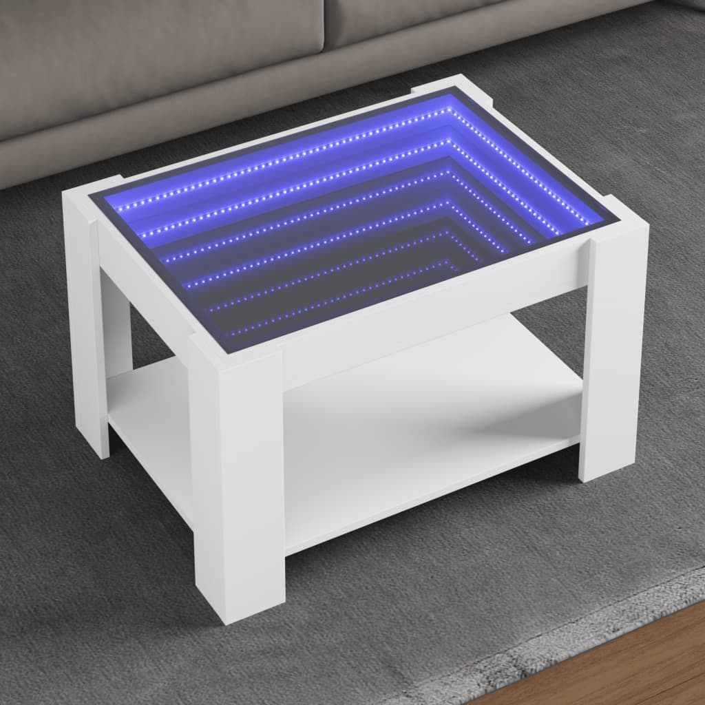 Stolić za kavu s LED bijeli 73x53x45 cm od konstruiranog drva