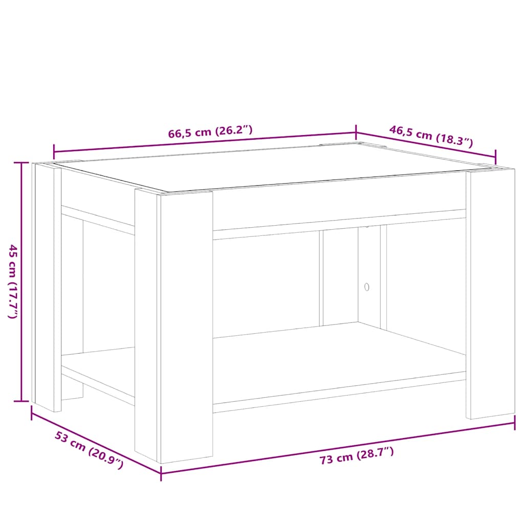 Stolić za kavu LED crni 73x53x45 cm od konstruiranog drva