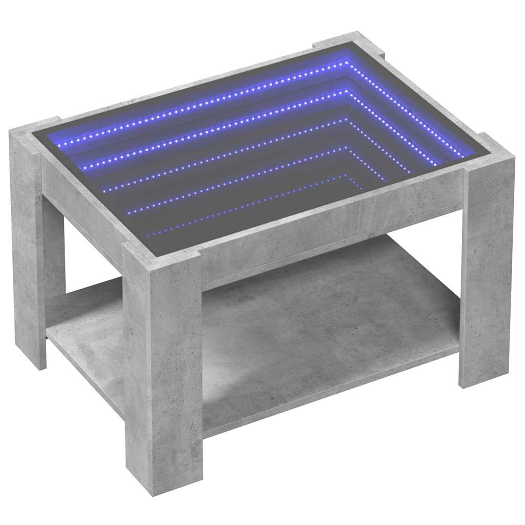 Stolić za kavu LED siva boja betona 73x53x45 cm drveni