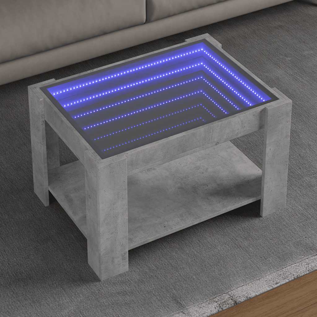 Stolić za kavu LED siva boja betona 73x53x45 cm drveni