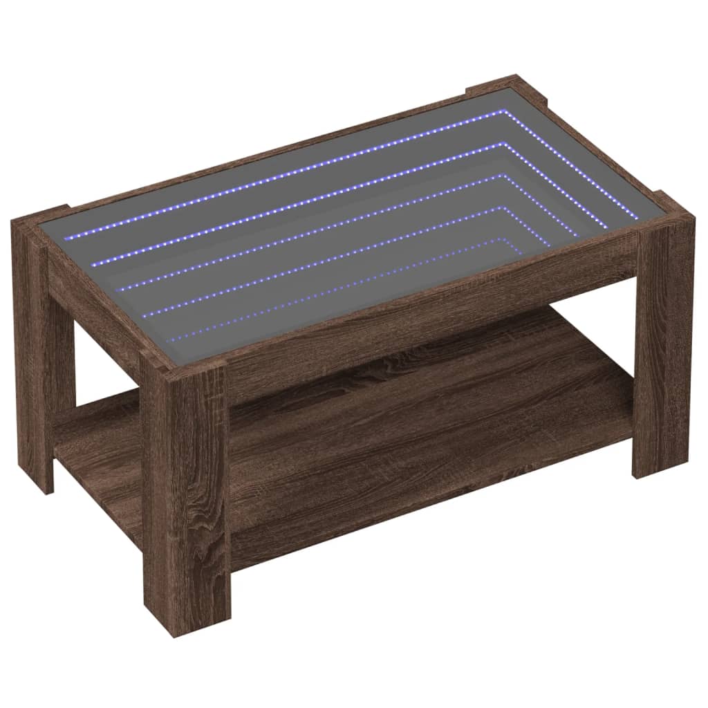 Stolić za kavu LED smeđa boja hrasta 93x53x45 cm drveni