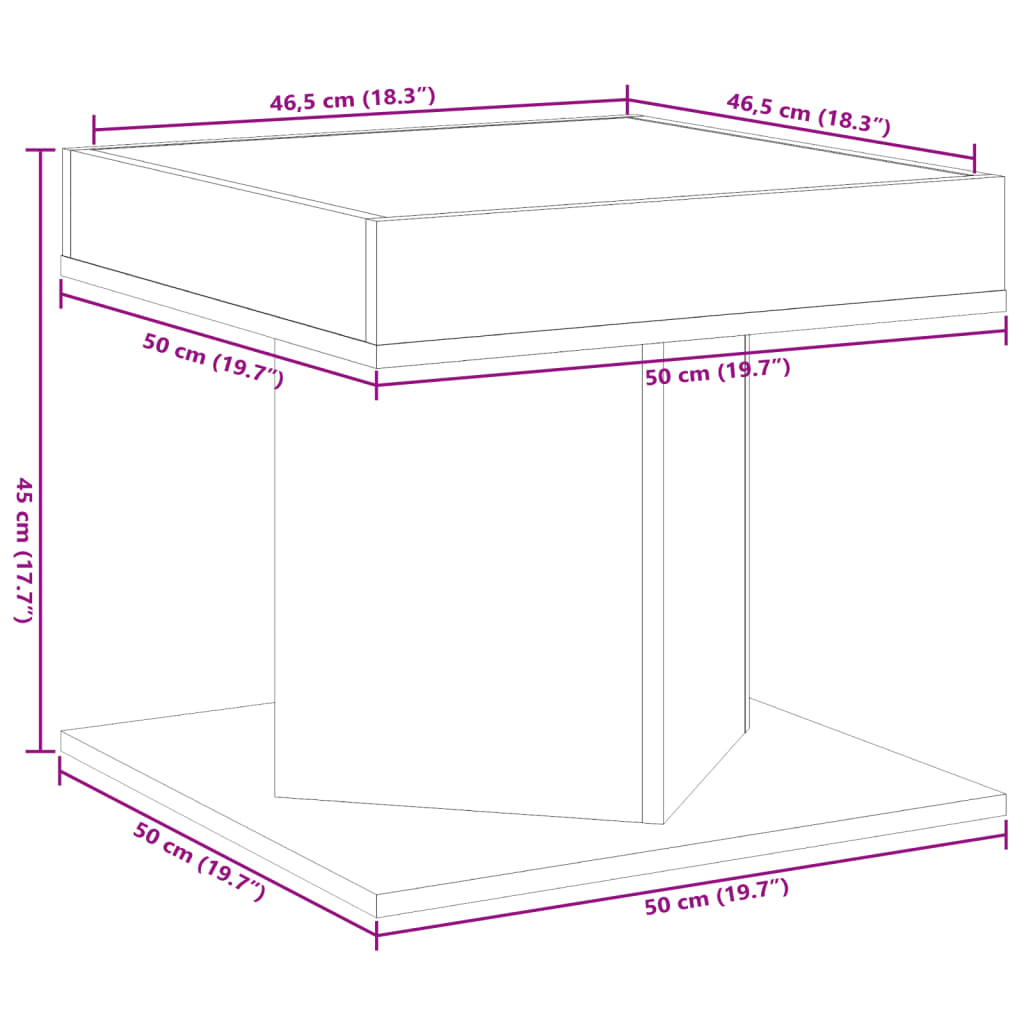 Stolić za kavu LED bijeli 50x50x45 cm od konstruiranog drva