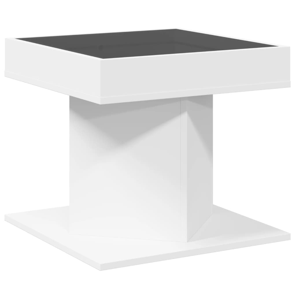 Stolić za kavu LED bijeli 50x50x45 cm od konstruiranog drva