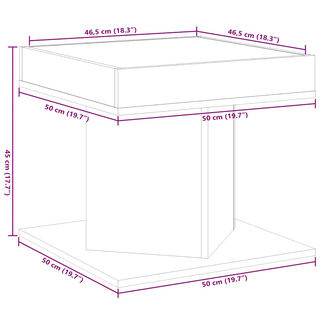 Stolić za kavu LED crni 50x50x45 cm od konstruiranog drva